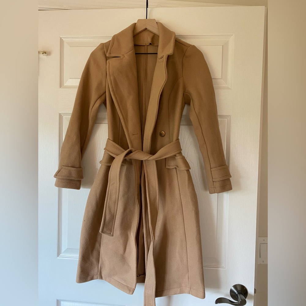 Women's Tan Belted Coat